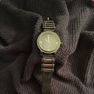 Techno Pave Black Analog Watch with Textured Dial